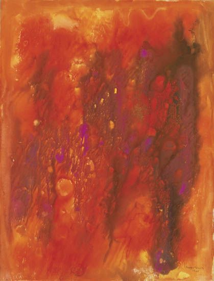 BEAUFORD DELANEY (1901 - 1979) Untitled (Orange and Purple Abstraction).